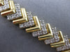 ESTATE LARGE 2.0CT DIAMOND 14KT 2 TONE GOLD 3D MULTI ROW V SHAPE TENNIS BRACELET