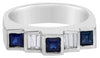 .71CT DIAMOND & AAA SAPPHIRE 14KT WHITE GOLD BAGUETTE & PRINCESS BEZEL FUN RING