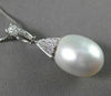 ESTATE LARGE AAA SOUTH SEA PEARL & DIAMOND 14KT WHITE GOLD PENDANT W/ CHAIN #634
