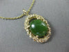 ANTIQUE LARGE 14KT YELLOW GOLD SOLITAIRE AAA OVAL JADE FILIGREE PENDANT #22662