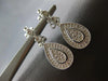 ESTATE .3CT DIAMOND 14KT WHITE GOLD 3D PAVE TEAR DROP FLOWER HANGING EARRINGS
