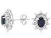 1.65CT DIAMOND & AAA SAPPHIRE 14KT WHITE GOLD OVAL & ROUND FLORAL STAR EARRINGS