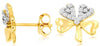 ESTATE .30CT DIAMOND 14KT 2 TONE GOLD 3D MULTI HEART CLOVER FLOWER STUD EARRINGS