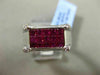 ESTATE WIDE 1.88CT DIAMOND & AAA RUBY 18KT WHITE GOLD ETOILE RECTANGLE MENS RING