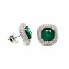 EXTRA LARGE 8.97CT DIAMOND & AAA EMERALD 18K 2 TONE GOLD 3D DOUBLE HALO EARRINGS
