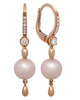 ESTATE .22CT DIAMOND & AAA PINK SOUTH SEA PEARL 18K ROSE GOLD LEVERBACK EARRINGS