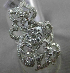 ANTIQUE MASSIVE 2.09CT DIAMOND 18KT WHITE GOLD THREE DIMENSIONAL FLOWER RING