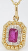.70CT DIAMOND & AAA RUBY 14K YELLOW GOLD 3D EMERALD CUT & ROUND FLOATING PENDANT