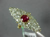 ANTIQUE EXTRA LARGE 4.25CT OLD MINE DIAMOND & AAA RUBY 18KT 2 TONE GOLD FUN RING