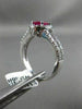 ESTATE 1.55CT DIAMOND & RUBY 14KT WHITE GOLD OVAL HALO FILIGREE ENGAGEMENT RING