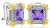 5.44CT DIAMOND & AAA AMETHYST 14K WHITE GOLD 3D PRINCESS & ROUND SQUARE EARRINGS