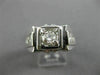 ANTIQUE .51CT OLD MINE ROUND DIAMOND 14KT WHITE GOLD GYPSY MENS RING 10mm #19338