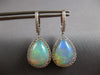 LARGE 10.16CT DIAMOND & AAA AUSTRALIAN OPAL 14KT WHITE GOLD PEAR SHAPE EARRINGS