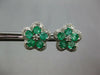 ESTATE 1.80CT DIAMOND & AAA EMERALD 18KT WHITE GOLD CLASSIC FLOWER STUD EARRINGS