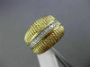 ESTATE WIDE .25CT ROUND DIAMOND 14KT WHITE & YELLOW GOLD 3D MULTI ROW BEAD RING
