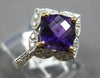 1.48CT DIAMOND & AAA AMETHYST 14K 2 TONE GOLD 3D CUSHION & ROUND FLORAL FUN RING