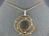ESTATE LARGE .18CT DIAMOND 18K WHITE AND ROSE GOLD 3D MESH FLOWER ETOILE PENDANT