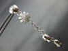 ESTATE LARGE .05CT DIAMOND 18KT WHITE GOLD MATTE & SHINY FLOWER HANGING EARRINGS