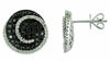 1.89CT WHITE & BLACK DIAMOND 14KT WHITE GOLD CIRCULAR PAVE SWIRL STUD EARRINGS