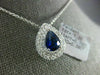 ESTATE 1.0CT DIAMOND & AAA SAPPHIRE 18KT WHITE GOLD TEAR DROP PEAR SHAPE PENDANT
