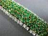 ESTATE LARGE 8.08CT DIAMOND & AAA EMERALD 18KT TWO TONE GOLD 3D TENNIS BRACELET
