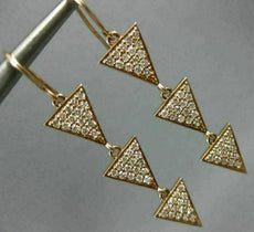 WIDE .98CT DIAMOND 14K ROSE GOLD TRIANGULAR PAST PRESENT FUTURE HANGING EARRINGS