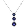 ESTATE 6.74CT DIAMOND & AAA SAPPHIRE 18KT WHITE GOLD 3D ROUND HALO LOVE NECKLACE