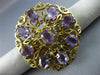 ANTIQUE VICTORIAN 14CT AAA AMETHYST 14KT YELLOW GOLD FLOWER PIN BROOCH #19164