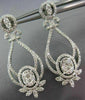 ESTATE LARGE 2.02CT DIAMOND 14K WHITE GOLD OPEN FILIGREE FLOWER HANGING EARRINGS