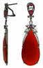 2.03CT DIAMOND & AAA RUBY & RED AGATE 14KT WHITE GOLD TEAR DROP HANGING EARRINGS