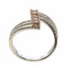LARGE 1.07CT WHITE & PINK DIAMOND 18K WHITE ROSE GOLD MULTI ROW CRISS CROSS RING
