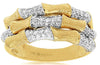 ESTATE WIDE .36CT DIAMOND 14KT YELLOW GOLD 3D CLASSIC MULTI ROW BAMBOO FUN RING