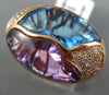 EXTRA LARGE 14.66CT DIAMOND & AAA AMETHYST & BLUE TOPAZ 14KT ROSE GOLD OVAL RING