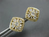 LARGE 1.36CT DIAMOND 14KT YELLOW GOLD 3D ROUND & BAGUETTE FLOWER STUD EARRINGS