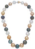 ESTATE AAA MULTI COLOR PEARL 14KT WHITE GOLD 3D CLASSIC LOVE NECKLACE