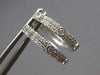 ESTATE .32CT DIAMOND 14KT WHITE GOLD 3D 2 ROW BEZEL HUGGIE HOOP HANGING EARRINGS