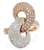 LARGE 1.72CT WHITE & PINK DIAMOND 18KT WHITE & ROSE GOLD 3D LOVE KNOT FUN RING