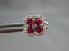ESTATE 1.09CT DIAMOND & AAA RUBY 14KT WHITE GOLD 3D FLOWER SQUARE STUD EARRINGS