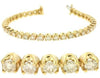 ESTATE 6.0CT DIAMOND 14KT YELLOW GOLD 3D CLASSIC 4 PRONG FLORAL TENNIS BRACELET