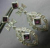 ESTATE LARGE 1.60CT DIAMOND & TOURMALINE 14KT WHITE GOLD FLOWER HANGING EARRINGS