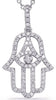 LARGE .45CT DIAMOND 14KT WHITE GOLD EVIL EYE LUCKY CHAMSA HAMSA FLOATING PENDANT