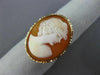 ESTATE 14KT YELLOW GOLD CAMEO RING. 3D OVAL HANDCRAFTED DIAMOND CUT DESIGN