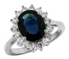 3.55CT DIAMOND & AAA SAPPHIRE 14K WHITE GOLD 3D OVAL & ROUND PRINCESS DIANA RING