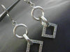 ESTATE .46CT DIAMOND 14K WHITE GOLD MATTE & SHINY CIRCLE SQUARE HANGING EARRINGS