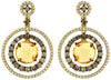 ESTATE LARGE 5.86CT WHITE & MOCHA DIAMOND & AAA CITRINE 14K YELLOW GOLD EARRINGS