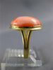 ANTIQUE WIDE AAA CORAL 14KT YELLOW GOLD 3D CLASSIC OVAL FUN RING #27147