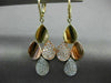 ESTATE .66CT DIAMOND 14K TRI COLOR GOLD 3D TEAR DROP LEVER BACK HANGING EARRINGS