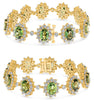 LARGE 24.44CT DIAMOND & AAA GREEN SAPPHIRE 18K YELLOW GOLD OVAL & ROUND BRACELET