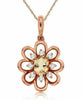 ESTATE .40CT DIAMOND & AAA MORGANITE 14KT ROSE GOLD ROUND & OVAL FLOWER PENDANT