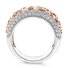 LARGE 3.10CT PINK & WHITE DIAMOND 18KT WHITE & ROSE GOLD 3 ROW ANNIVERSARY RING